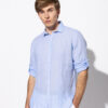 Smart fashion ανδρικό λινό πουκάμισο με γιακά 51-203-002 SKY BLUE