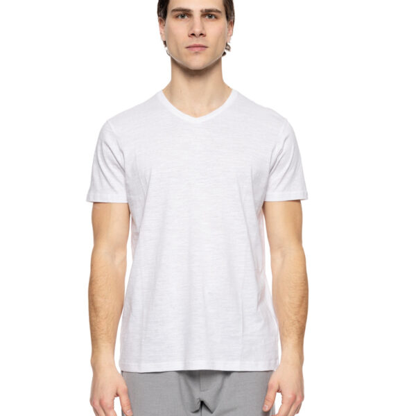 Smart fashion ανδρικό t-shirt με V λαιμό 51-206-033 WHITE