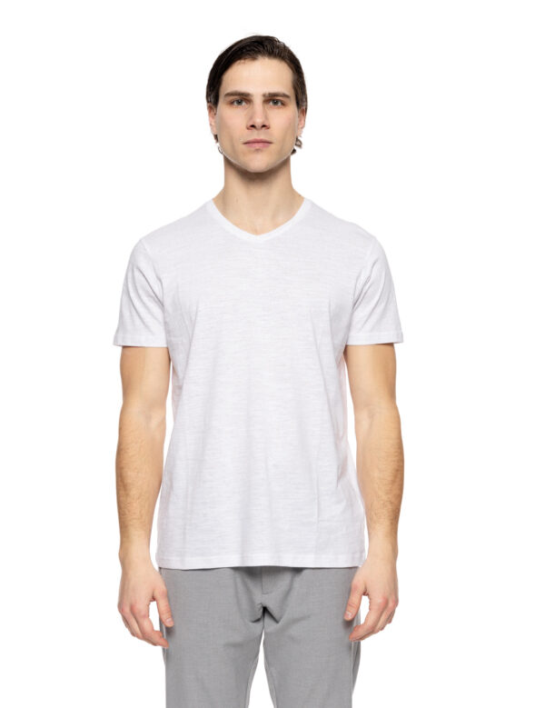 Smart fashion ανδρικό t-shirt με V λαιμό 51-206-033 WHITE