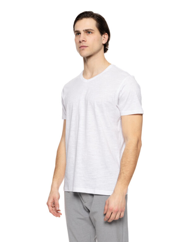 Smart fashion ανδρικό t-shirt με V λαιμό 51-206-033 WHITE
