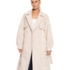 Biston fashion γυναικείο μακρύ πανωφόρι με ζώνη 52-101-054 LT BEIGE