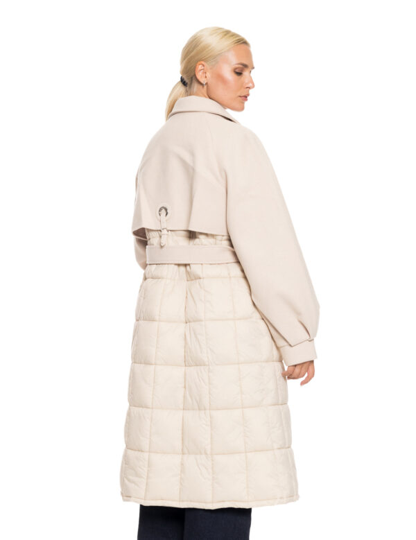 Biston fashion γυναικείο μακρύ πανωφόρι με ζώνη 52-101-054 LT BEIGE