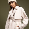 Biston fashion γυναικείο μακρύ πανωφόρι με ζώνη 52-101-054 LT BEIGE