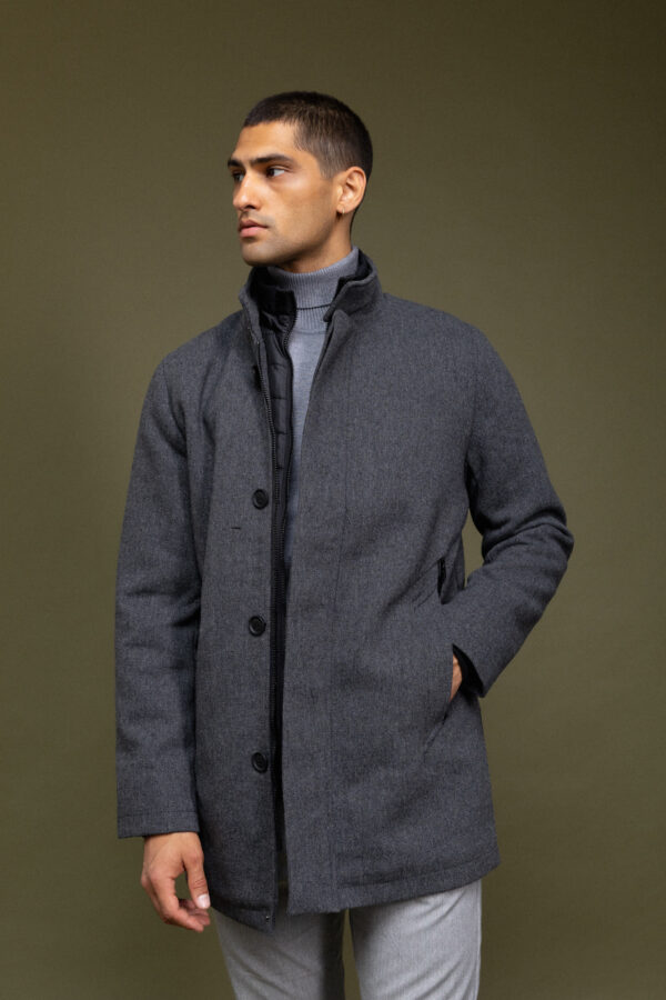 Biston fashion ανδρικό demi πανοφώρι με γιακά 52-201-120 DK GREY