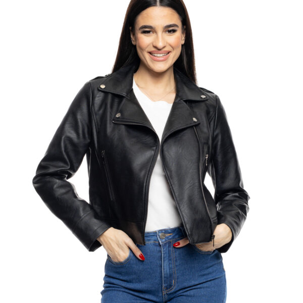 B&apos; Γυναικείο μπουφάν από δερματίνη 53-101-007 BLACK