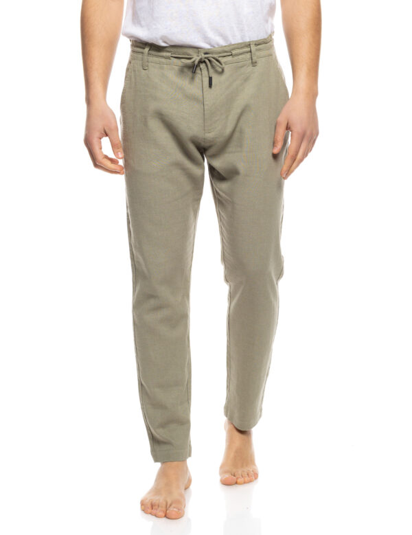 S&apos; Ανδρικό λινό chinos παντελόνι 53-241-002 DK GREEN