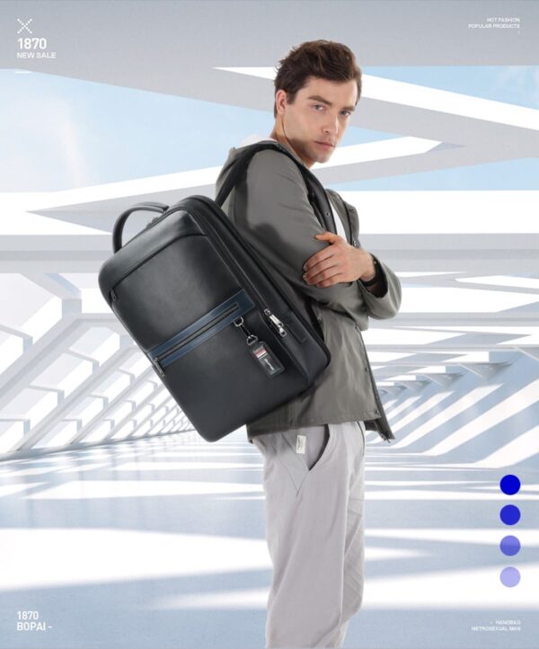 Δερμάτινο Σακίδιο πλάτης Αντικλεπτικό 24L Laptop 15,6” Bopai 61-122101 μαύρο