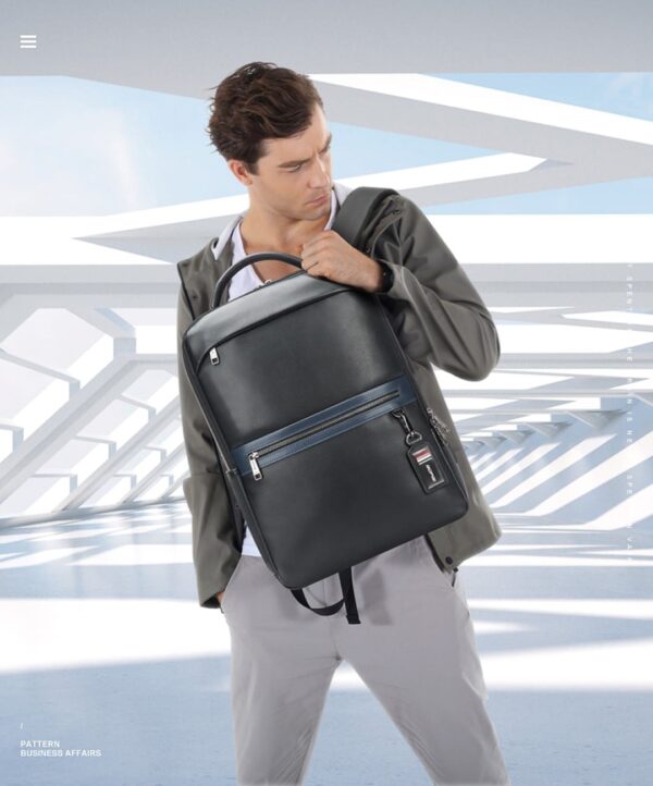 Δερμάτινο Σακίδιο πλάτης Αντικλεπτικό 24L Laptop 15,6” Bopai 61-122101 μαύρο