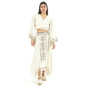Sequoia Μοντέρνο Γυναικείο Oversize Σετ Γιλέκο με Παντελόνι 33-41426 Μπεζ