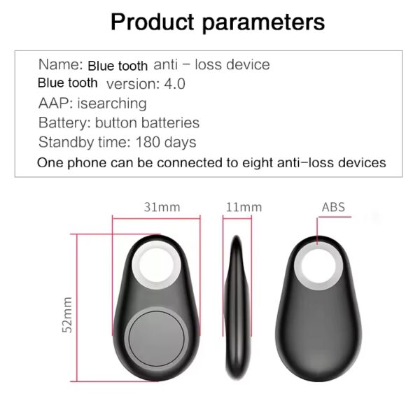 Mini Smart Bluetooth GPS Tracker Για κατοικίδια, παιδιά, ηλικιωμένους, αποσκευές & πολύτιμα αντικείμενα red