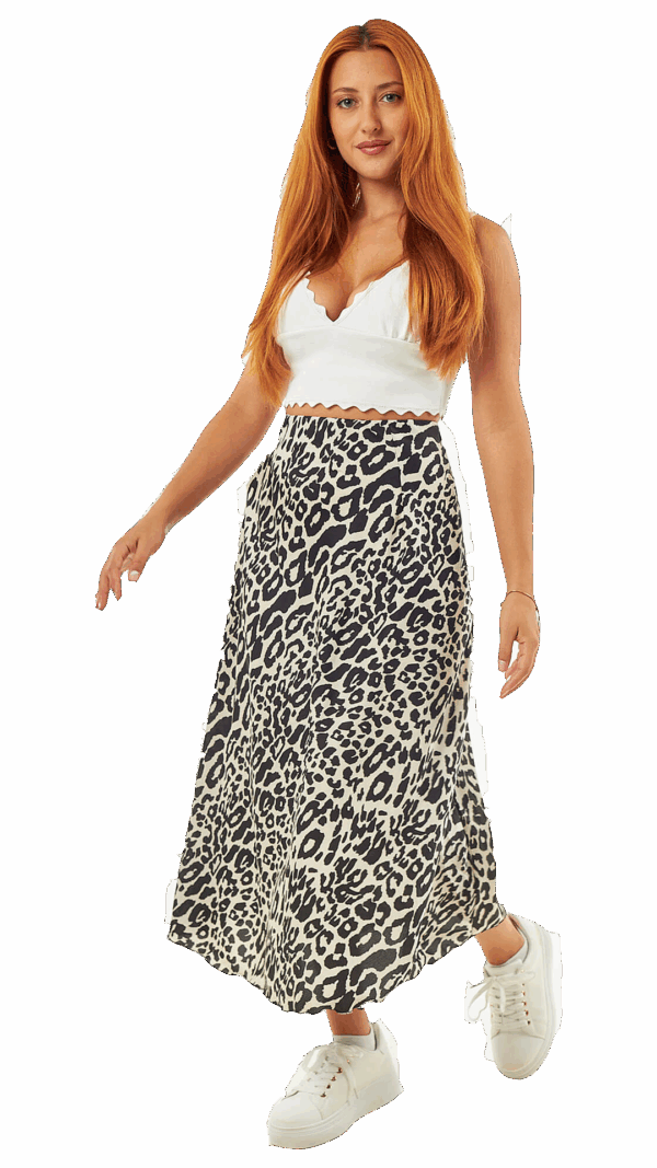 Sequoia Γυναικεία Φούστα 1166 Animal Print Μπεζ/Μαύρο