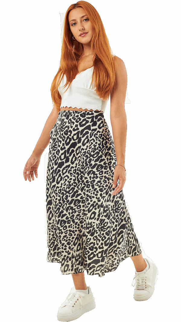 Sequoia Γυναικεία Φούστα 1166 Animal Print Μπεζ/Μαύρο