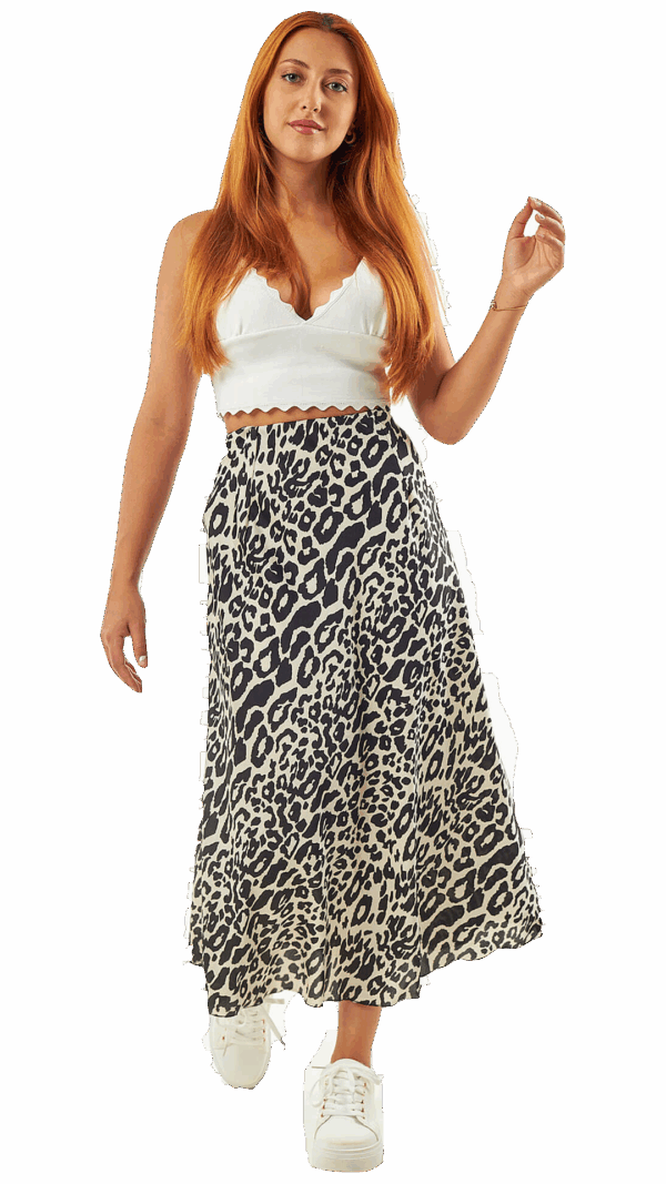 Sequoia Γυναικεία Φούστα 1166 Animal Print Μπεζ/Μαύρο