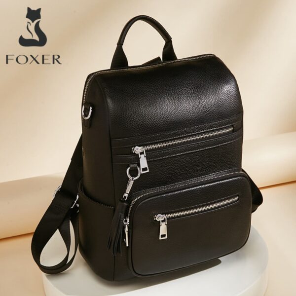 Δερμάτινo Γυναικείo Σακίδιο Πλάτης  Foxer 9135070F μαύρο