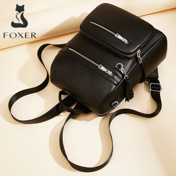 Δερμάτινo Γυναικείo Σακίδιο Πλάτης  Foxer 9135070F μαύρο