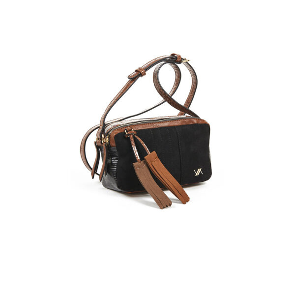 Verde 16-6213 Suede Γυναικεία Τσάντα Χιαστι black