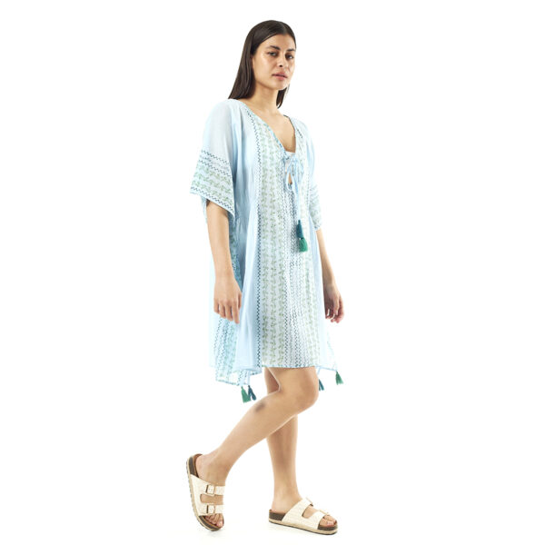 Verde Γυναικείo Καφτάνι 47-0079 Cotton Ινδίας Γαλάζιο