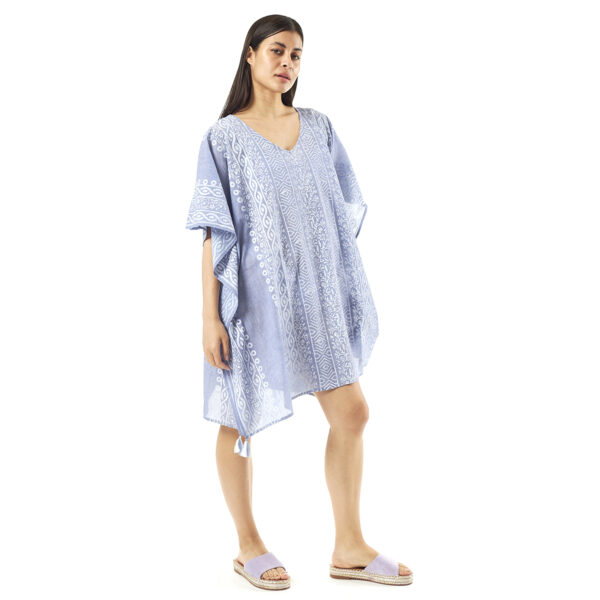 Verde Γυναικείo Καφτάνι 47-0080 Cotton Ινδίας Ανοιχτό Μπλέ