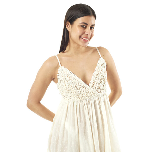 Verde Γυναικείο Φόρεμα 52-0043 95% Cotton 5% Νάιλον Ινδίας Εκρού