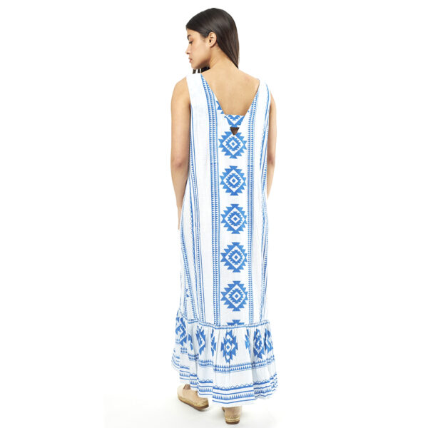 Verde Γυναικείο Φόρεμα 52-0063 Cotton Ινδίας Μπλέ