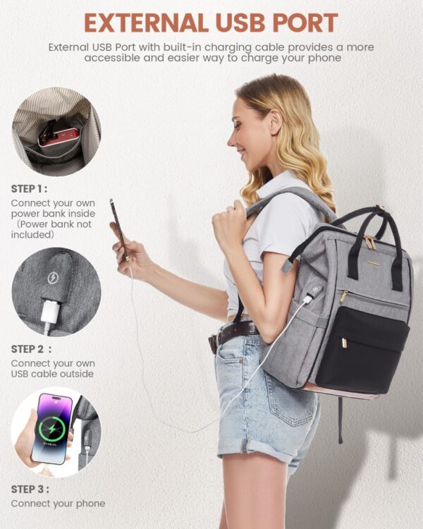 Γυναικείο Σακίδιο με USB Lovevook 15,6'' MB2146 gray/black