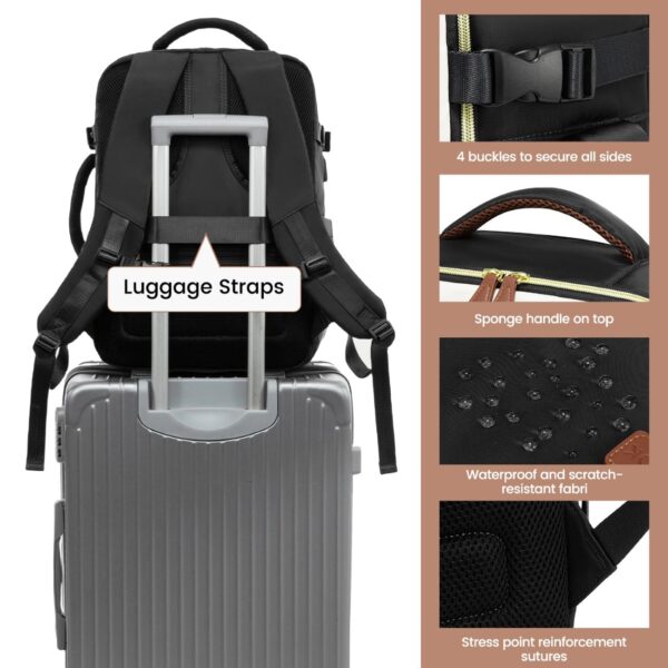 Σακίδιο Πλάτης Καμπίνας 40L με USB, Θήκες Οργάνωσης MB2213 black/beige/Brown