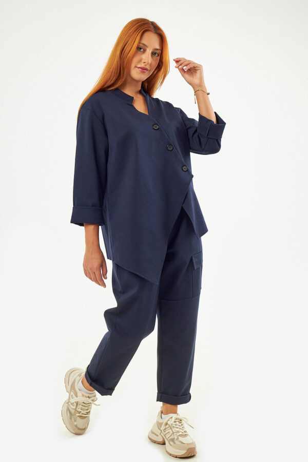Sequoia Μοντέρνο Γυναικείο Oversize Σετ Γιλέκο με Παντελόνι 33-41426 Μπεζ