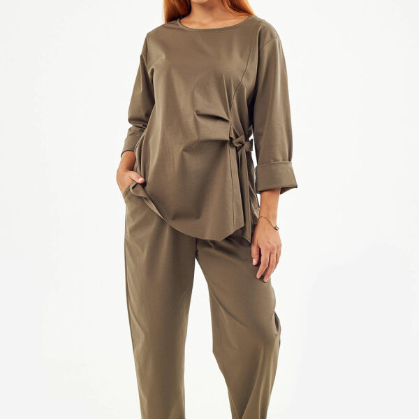 Sequoia Σύγχρονο Γυναικείο Oversize Σετ με Δέσιμο  33-9958 Πούρου