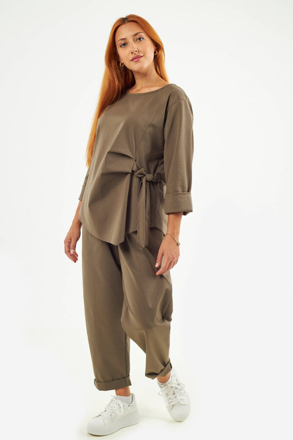 Sequoia Σύγχρονο Γυναικείο Oversize Σετ με Δέσιμο  33-9958 Πούρου