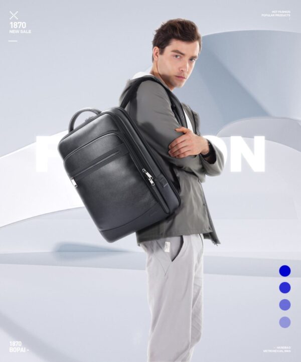 Δερμάτινο Σακίδιο πλάτης Αντικλεπτικό 24L Laptop 15,6” Bopai 61-121561 μαύρο