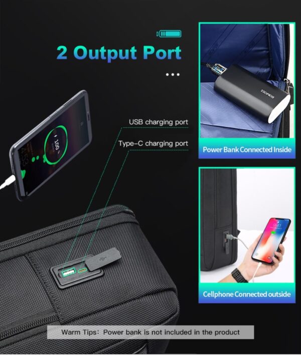 Σακίδιο πλάτης Αντικλεπτικό/Δέρμα  24L Laptop 15,6” Bopai 61-122631C μαύρο