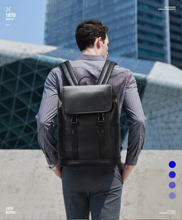 Δερμάτινο Σακίδιο πλάτης Αντικλεπτικό 24L Laptop 15,6” Bopai 61-123391 μαύρο