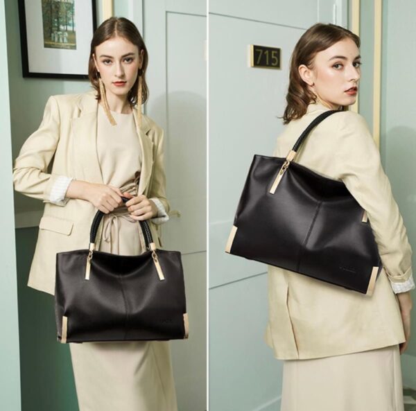 Δερμάτινη Γυναικεία Τσάντα Shopper 'Ωμου Foxer 938032F μαύρο