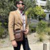 Δερμάτινο τσαντάκι ώμου Bull Captain  DJB 777 σκούρο καφε