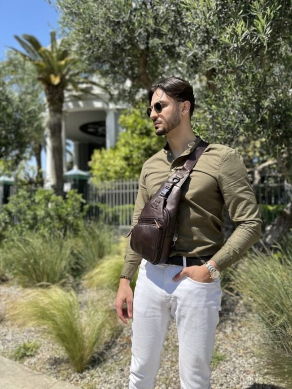 Δερμάτινο τσαντάκι body Bull Captain XB 105 σκούρο καφέ