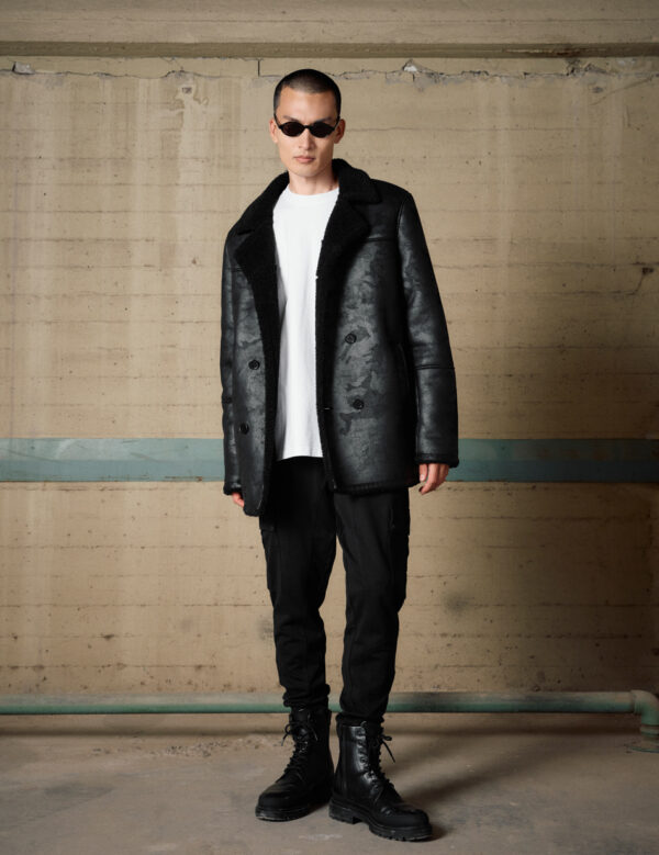 B&apos; Ανδρικό demi παλτό με γιακά 54-201-076 BLACK