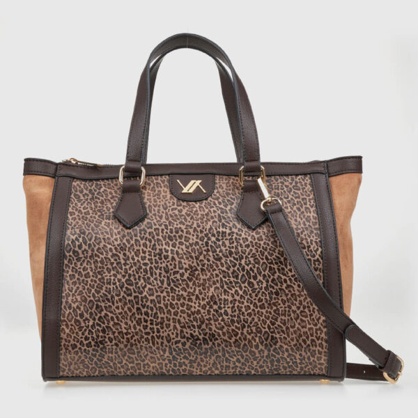 VERDE ΓΥΝΑΙΚΕΙΑ ΤΣΑΝΤΑ ΧΕΙΡΟΣ 16-0008174  ANIMAL PRINT ΚΑΦΕ