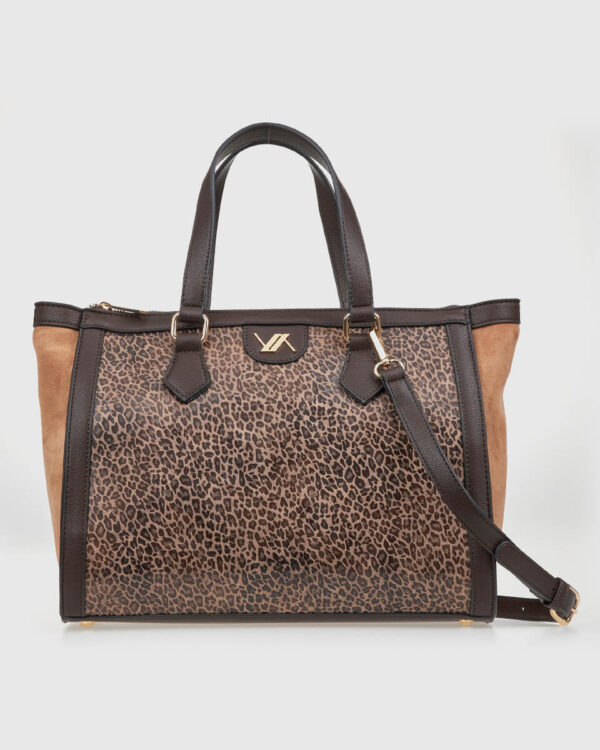 VERDE ΓΥΝΑΙΚΕΙΑ ΤΣΑΝΤΑ ΧΕΙΡΟΣ 16-0008174  ANIMAL PRINT ΚΑΦΕ