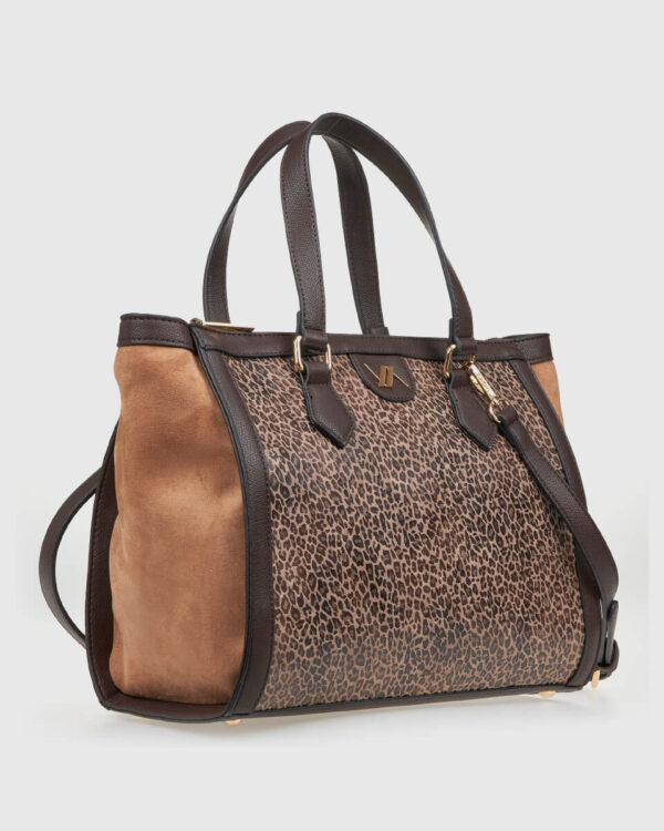 VERDE ΓΥΝΑΙΚΕΙΑ ΤΣΑΝΤΑ ΧΕΙΡΟΣ 16-0008174  ANIMAL PRINT ΚΑΦΕ