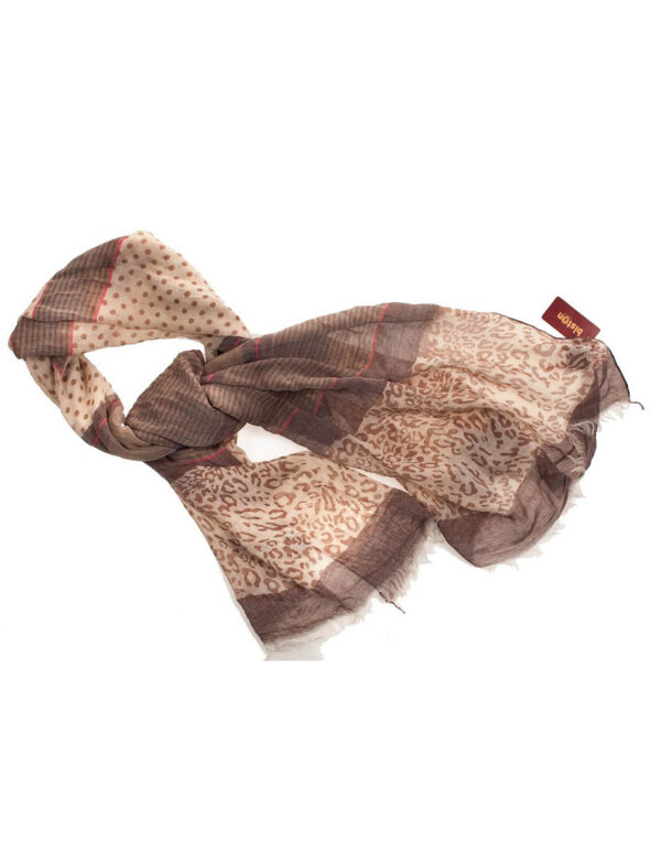 B&apos;Πασμινα, με λεοπαρ τυπωμα 30-501-008 BROWN