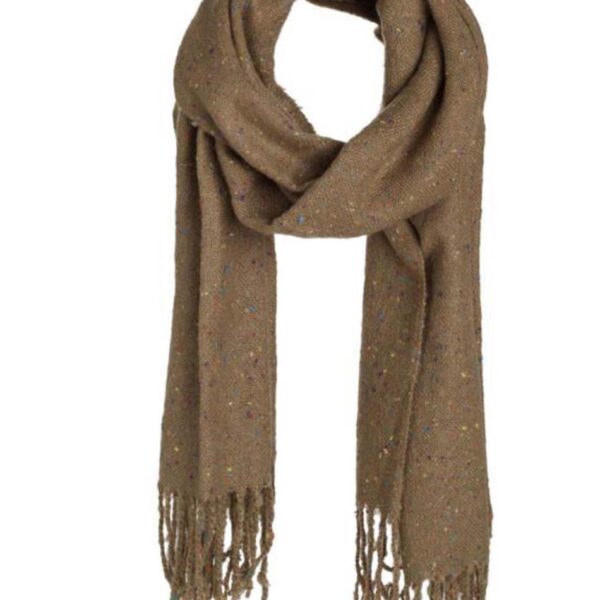 Biston fashion- γυναικείο κασκώλ με κρόσια 32-501-008 KHAKI