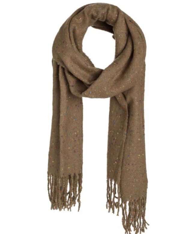 Biston fashion- γυναικείο κασκώλ με κρόσια 32-501-008 KHAKI