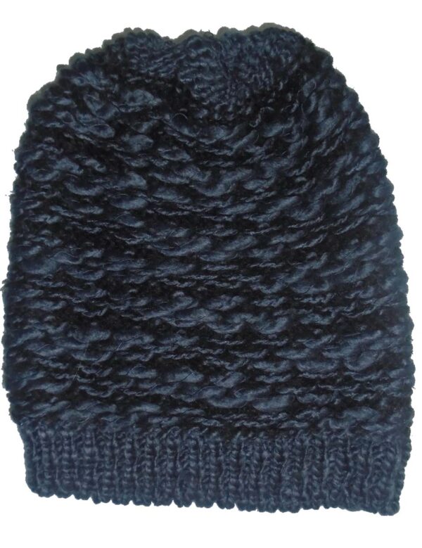 Biston fashion- unisex πλεχτό σκουφάκι, δίχρωμο. 32-601-002 NAVY