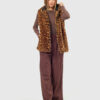 VERDE ΓΥΝΑΙΚΕΙΟ ΓΟΥΝΙΝΟ ΠΑΛΤΟ 33-0000732 ANIMAL PRINT ΚΑΦΕ