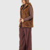 VERDE ΓΥΝΑΙΚΕΙΟ ΓΟΥΝΙΝΟ ΠΑΛΤΟ 33-0000732 ANIMAL PRINT ΚΑΦΕ