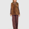 VERDE ΓΥΝΑΙΚΕΙΟ ΓΟΥΝΙΝΟ ΠΑΛΤΟ 33-0000732 ANIMAL PRINT ΚΑΦΕ