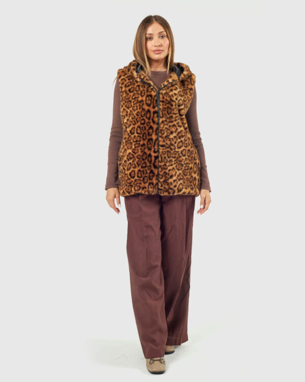 VERDE ΓΥΝΑΙΚΕΙΟ ΓΟΥΝΙΝΟ ΠΑΛΤΟ 33-0000732 ANIMAL PRINT ΚΑΦΕ