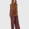 VERDE ΓΥΝΑΙΚΕΙΟ ΓΟΥΝΙΝΟ ΠΑΛΤΟ 33-0000732 ANIMAL PRINT ΚΑΦΕ