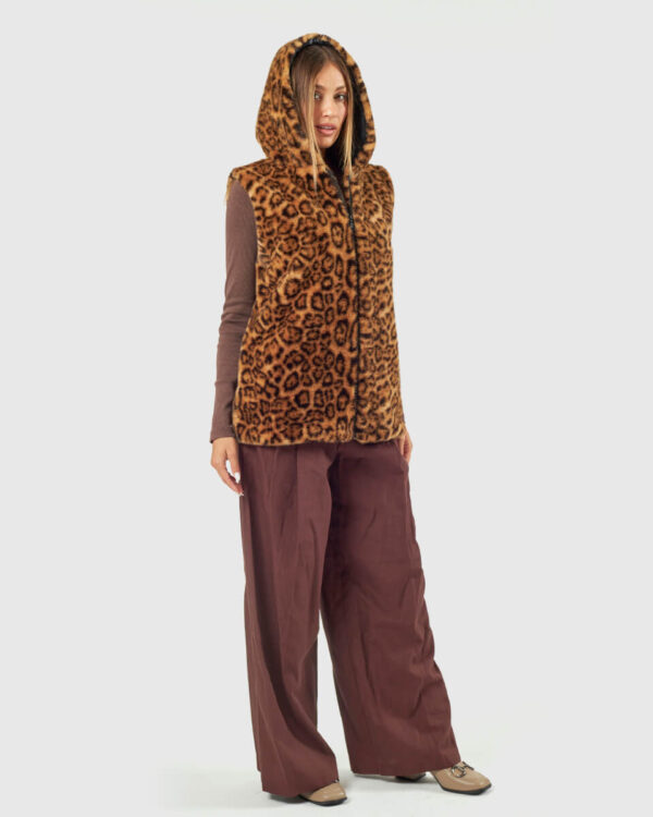 VERDE ΓΥΝΑΙΚΕΙΟ ΓΟΥΝΙΝΟ ΠΑΛΤΟ 33-0000732 ANIMAL PRINT ΚΑΦΕ
