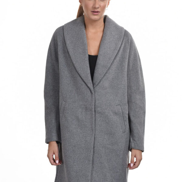 Biston fashion γυναικείο μακρύ παλτό 44-101-028 LT GREY